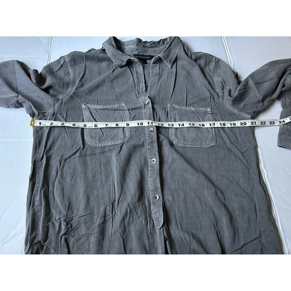 Rock & Republic Button Up Top Long Sleeve Tunic Shirt Gray Sz L - Picture 6 of 6